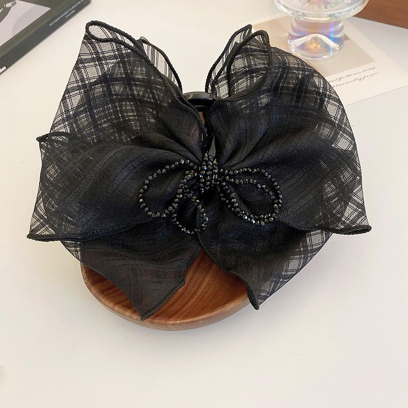 Big Large Satin Bow Ribbon Hair Clip Fashion Elegant Temperament Women Girls Ponytail Clip Ribbon Hair Clips Wedding Hair Accessories Gifts