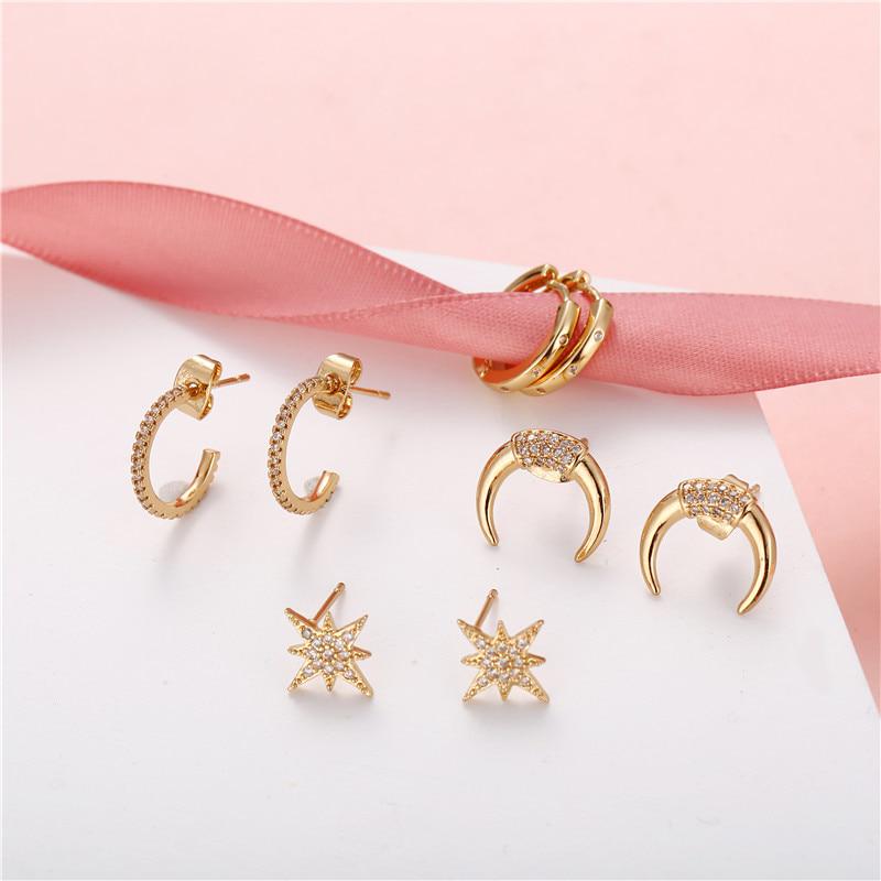 Fashion Moon Asymmetric Earrings for Woman Trendy Geometric Pendant Dangle Female Jewelry