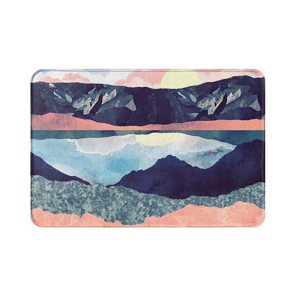 

Blue lake watermark flower Doormat Kitchen carpet Entrance door mat bathroom mat Carpet in the bedroom Lounge Rug Home Decor 400mm x 600mm