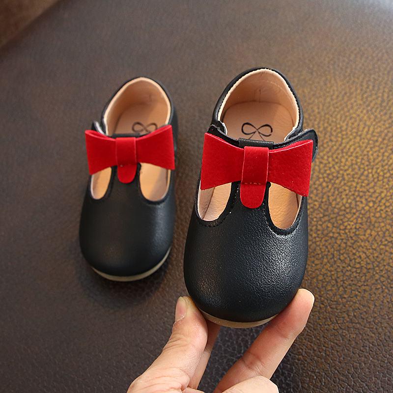 Children's Flats Butterfly-knot Princess Party Performance Shoes Big Student Girl Shoes for Kids Soft Sole Leather Flats