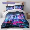 Name Custom Cyberpunk Pattern Bedding Set Quilt Cover Pillowcase Home Decor Gift (1 * Duvet Cover + 2 * Pillowcase, Without Core)