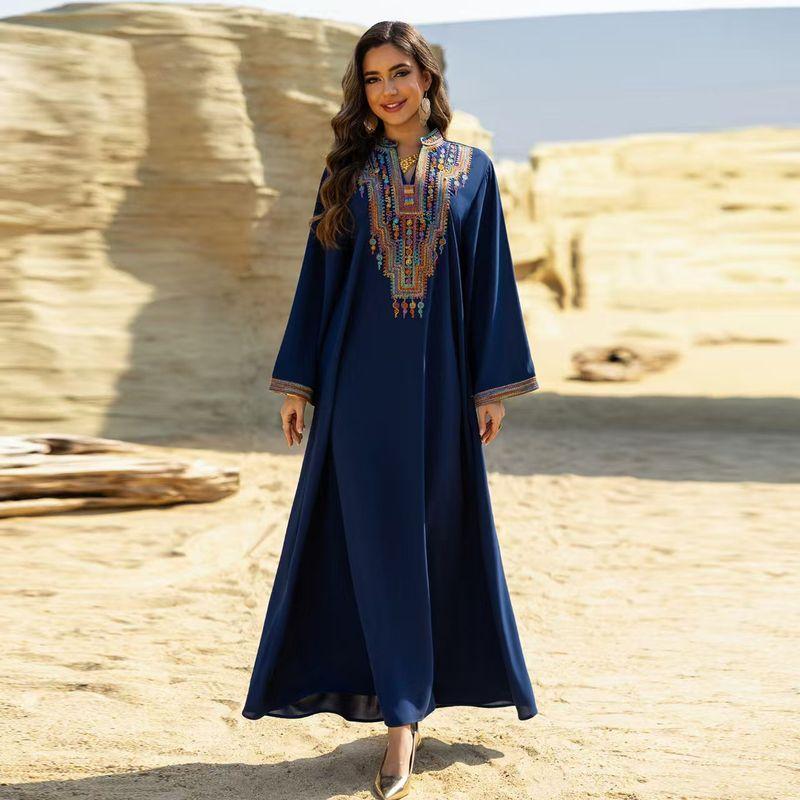 Middle East Arab Women clothes Turkey Elegant Rope Embroidered Robe Dress Rope Embroidered Dress