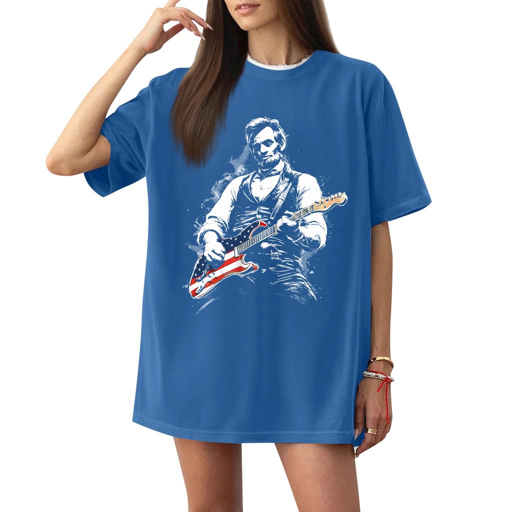 Damen Casual Buchstabendruck Kurzarm Top T-Shirt