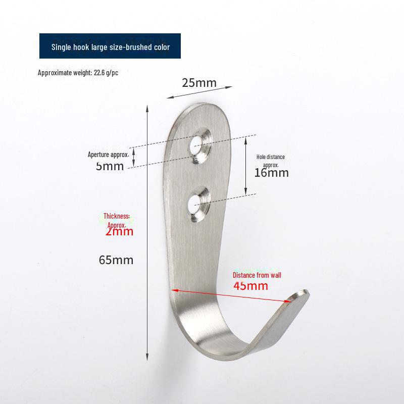 Black Stainless Steel Single Clothes Hook for Home and Hotel Use
