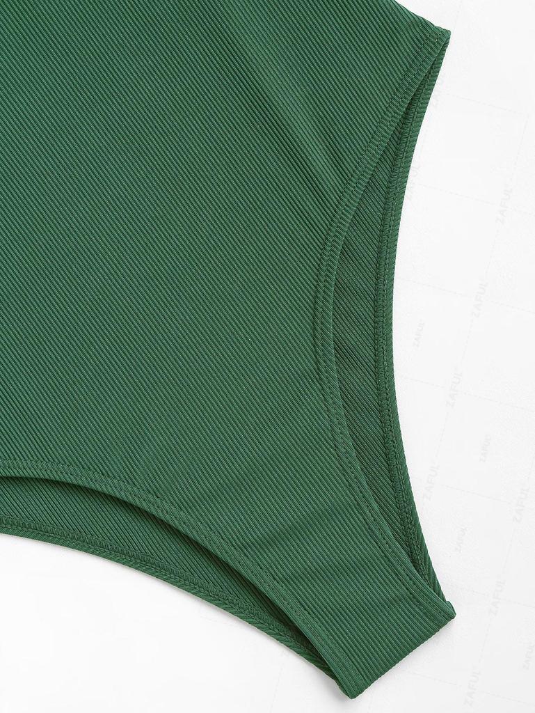 ZAFUL Ribbed Keyhole Binding Cross One-piece Swimsuit