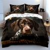 Dog staring at scattered food on table Bedding Set for Kids Luxury Gift 3pcs Digital Print Comforter Set Soft Comfortable