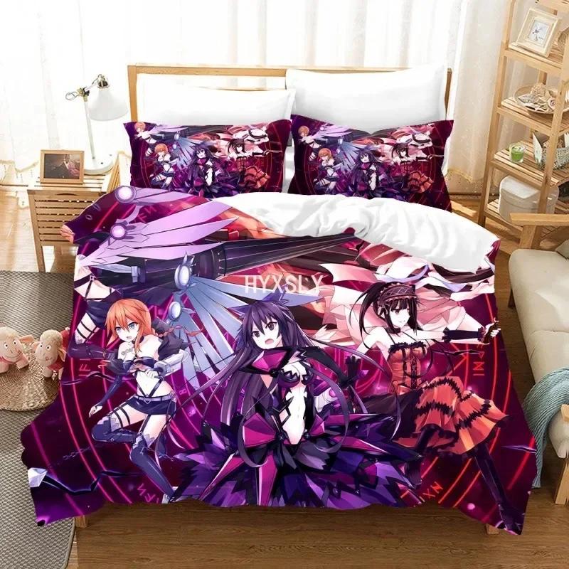 Date A Live Bedding Set Quilt Cover Pillowcases For Adult Kids Single Double Full Queen King Girl Kids Duvet Cover Home Textile