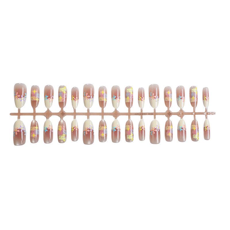 30PCS High-End Oil Painting Style Cat Eye Fake Nails – Handmade Nail Art Tips for Sweet Girl Wearable Nails