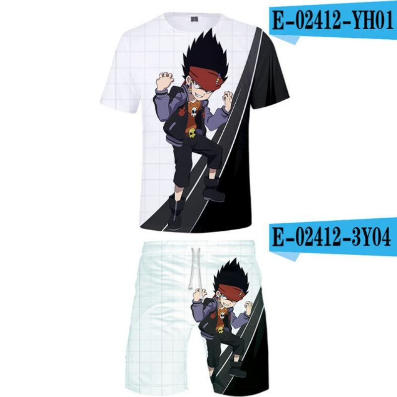 Set per Bambini Beyblade Burst Evolution Stampa 3D Set per Bambini Magliette alla Moda Pantaloncini da Spiaggia Costumi da Bagno Magliette Top Tute per Ragazzi Ragazze