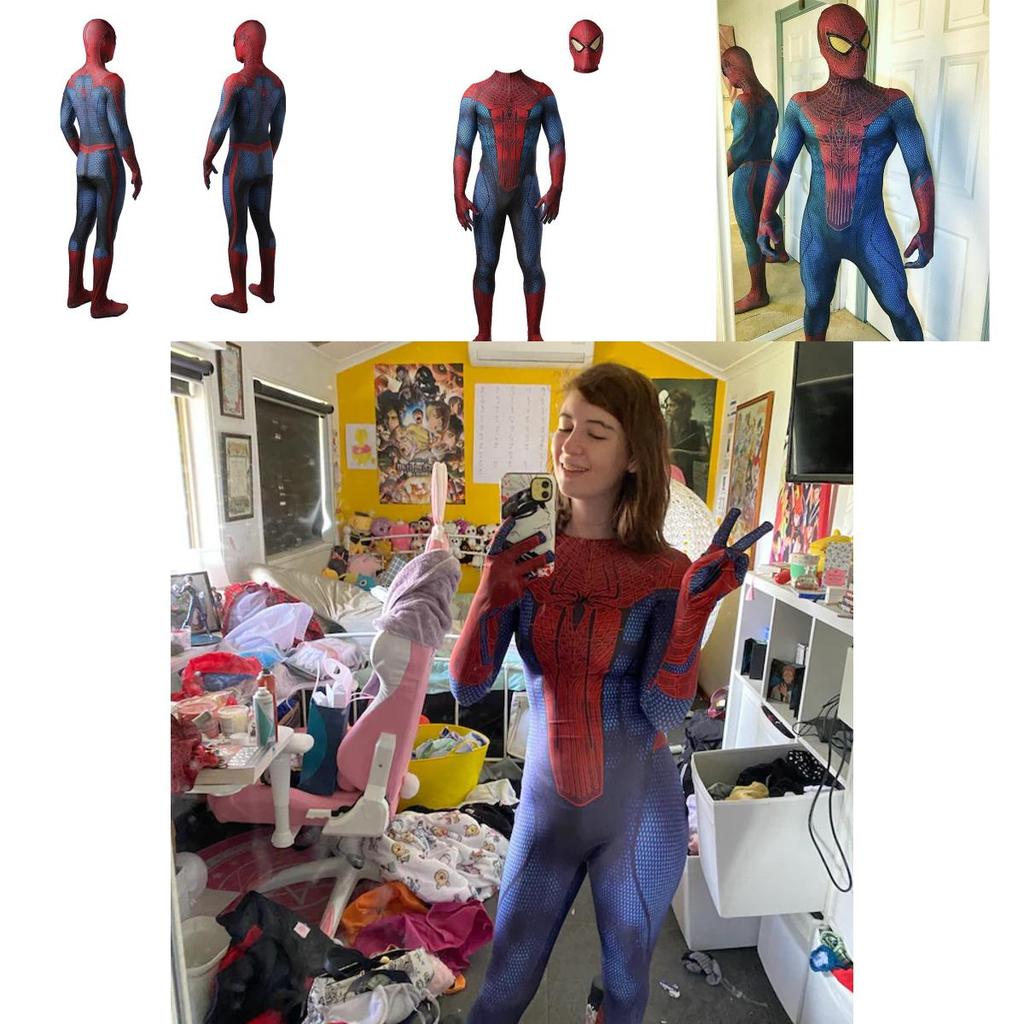 El Asombroso Traje de Spider-man Body de Spandex Azul y Rojo Para Niños y Adultos