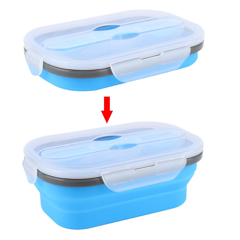 800ml Portable Silicone Folding Lunch Box Bento Boxes Food Container for Outdoor Travel Picnic