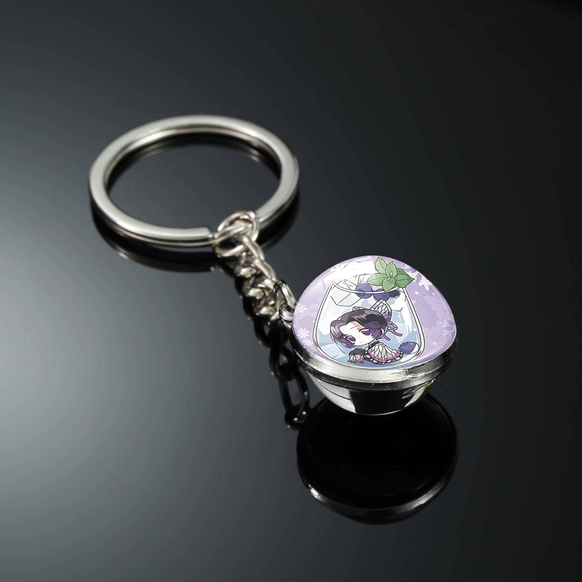 Demon Slayer 3D Glass Ball Keychain: Anime-Inspired Double-Sided Pendant
