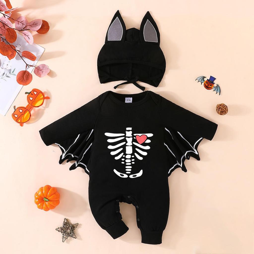 HarnyLoom Kids' Bat Costume, Baby Bat Pumpkin Devil Costume, Cute Cosplay for Boys and Girls, Perfect for Halloween Parties, Christmas, Events,
