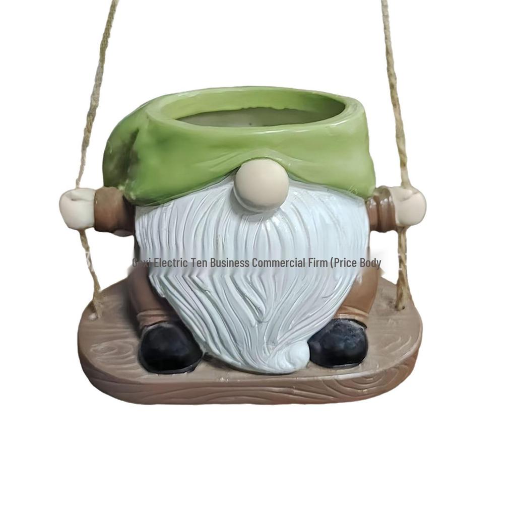 Dwarf Swing Hanging Resin Flower Pot for Outdoor Garden Decor