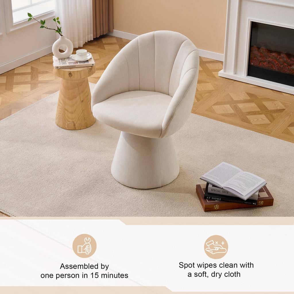 Sillón de Acento Giratorio de Tela Chenilla Contemporánea Silla Cómoda para Tocador con Tapicería para Muebles de Comedor y Hogar