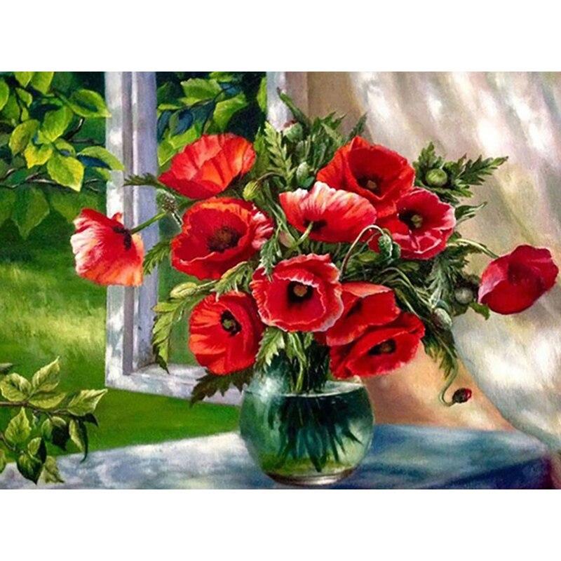 New 5D DIY Diamond Painting Flower Diamond Embroidery Scenery  Rhinestones Crafts Full Round Drill Home Decor Art Gift