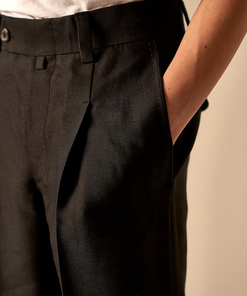 BIRD CHE Cole S Black Woolsilk Slacks