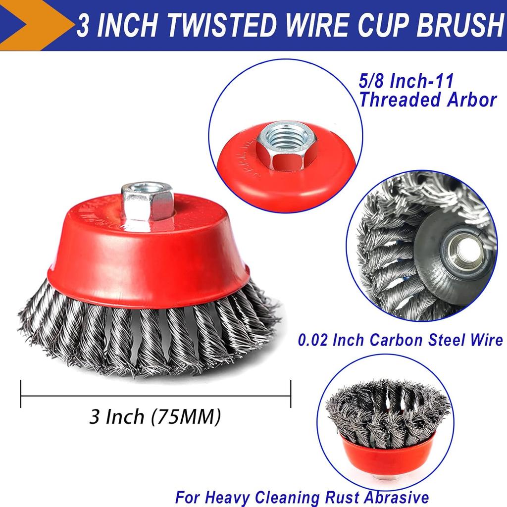 Twisted Steel Wire Wheel M14 Brush Strong Paint Remove Rotary Twist Knot Deburring 75mm/100mm/150mm For Metal Angle Grinder