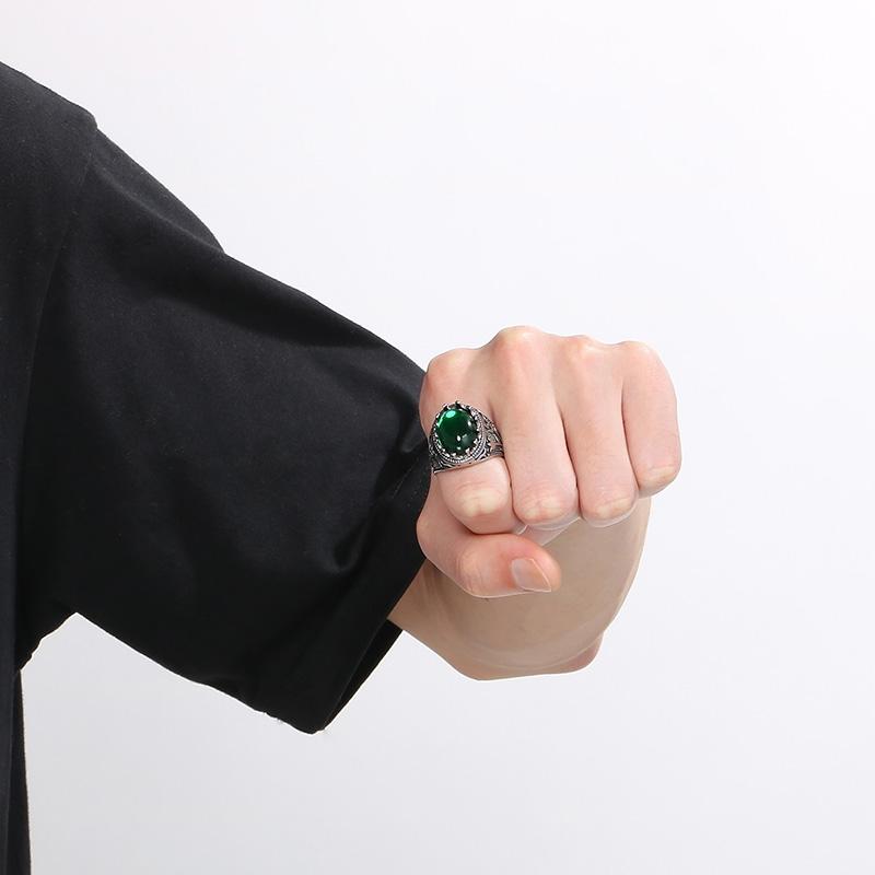 Domineering Vintage Ruby Chunky Ring for Men Stainless Steel Personalized Square Gemstone Ring Gift Trend Jewelry