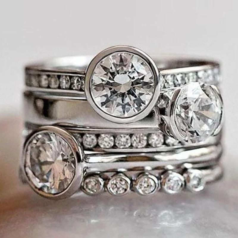 

Huitan 2026 New Trendy Wedding Rings for Women Sparkling Cubic Zirconia Modern Fashion Design Female Rings Daily Party Zircon 6