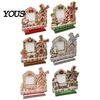Christmas Photo Frame 2D Gingerbread House Wooden Frame, Spinning Windmill Picture Xmas Cottage Ornament Desktop Holder for Home Fireplace Table Decor