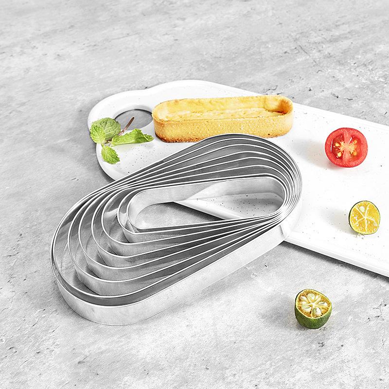 4 Sizes Stainless Steel Mousse Ring Rectangle Oval Cake Ring Cookie Cutters Mousse Baking Mold Tiramisu Puff Bake Tools