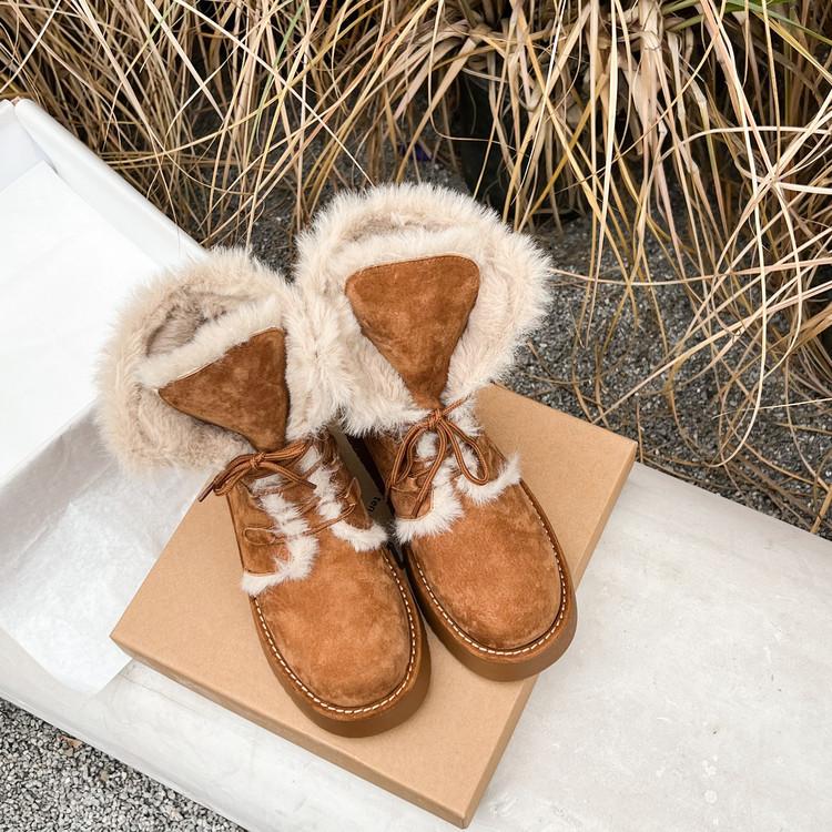 

Утепленные зимние ботинки женские осень-зима 2025 новые на толстой подошве пушистые теплые плюшевые ботинки хлопковая обувь женская 39 темно-коричневого