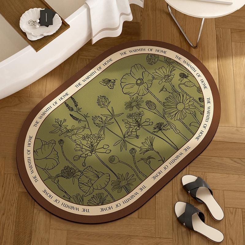 American Retro Diatomaceous Earth Bathroom Floor Mat - Absorbent, Non-Slip, Stain & Wear Resistant, Easy Care for Toilet Entrance