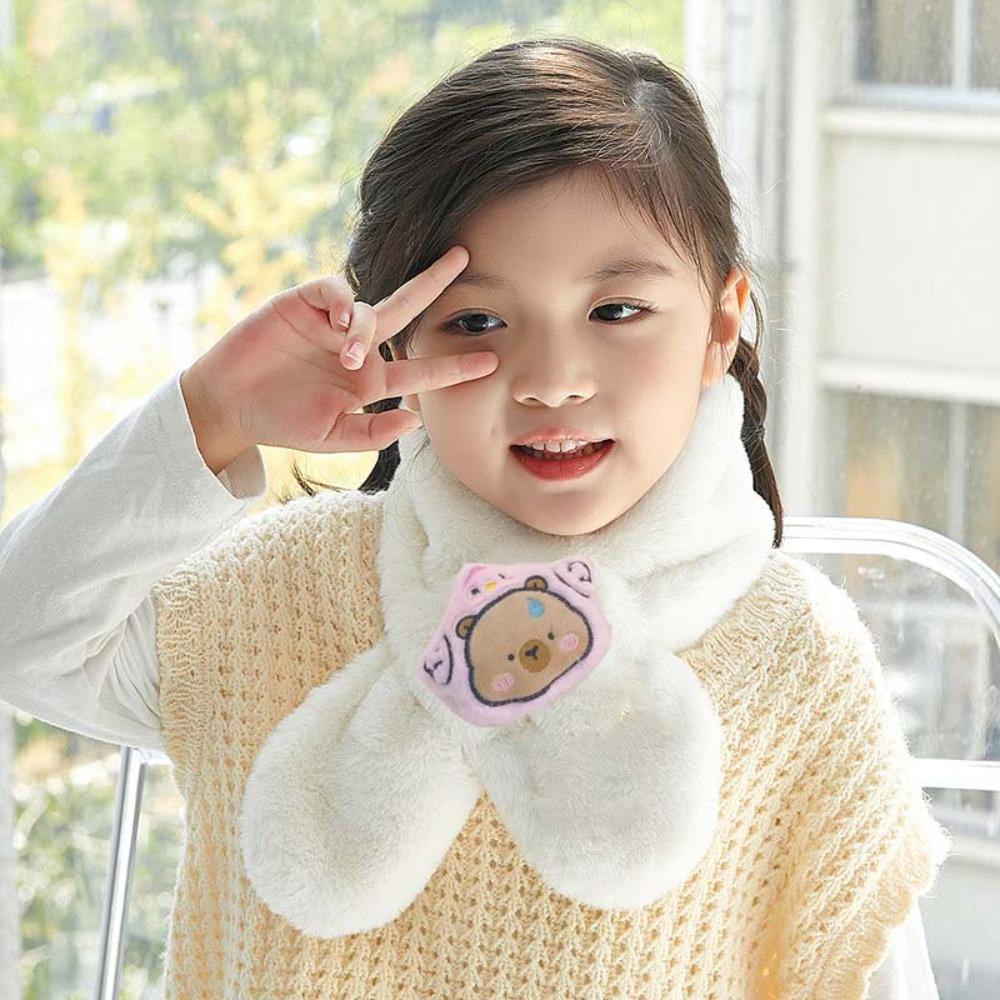 

Dog Woolen Cross Muffler Cartoon Fluffy Neck Shawl Neck Wrap Thicken Neck Scarf Spring