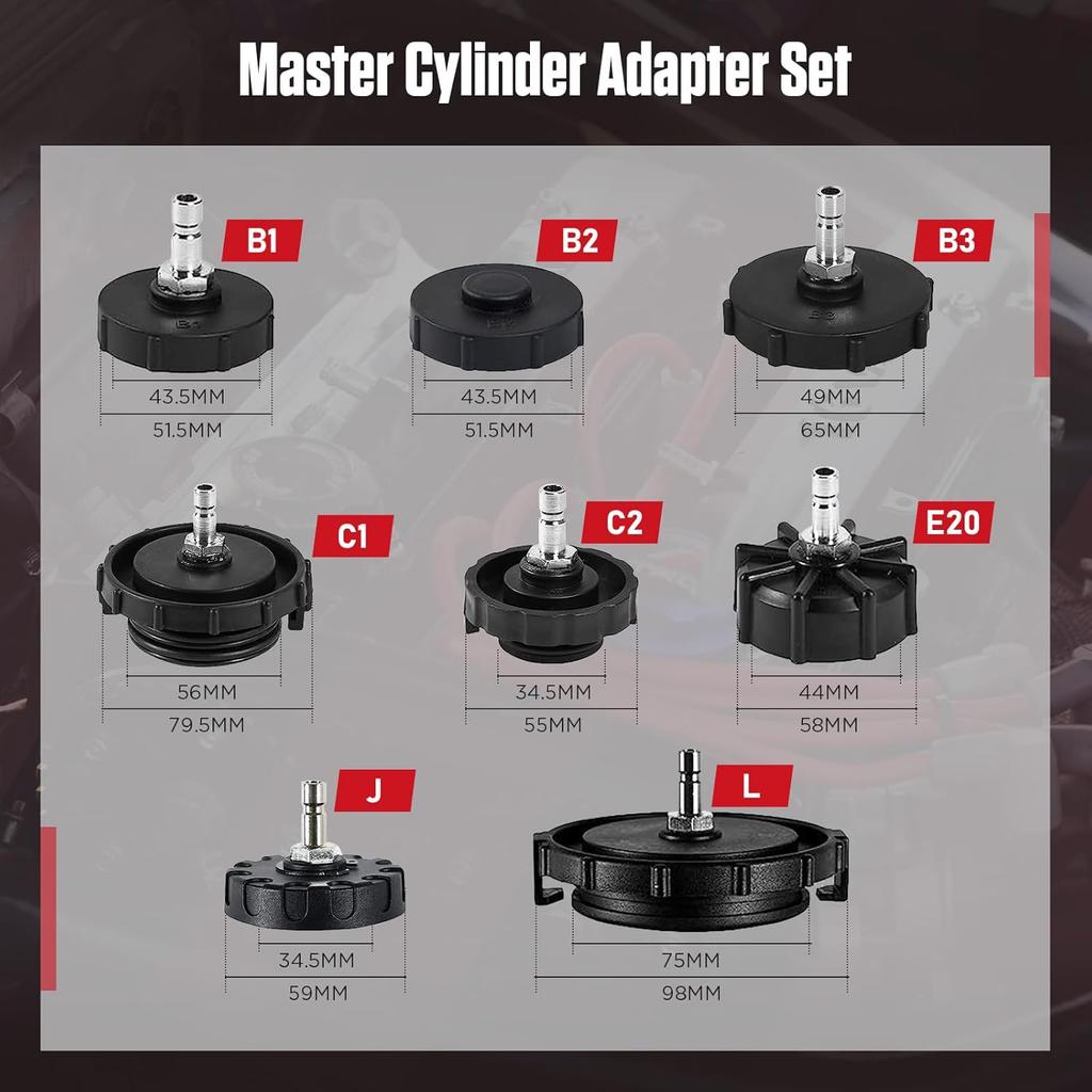 12-Piece Brake Bleeder Kit with Quick Connector and Master Cylinder Adapter for Most Vehicles