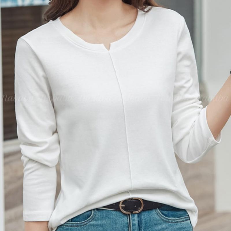 Navava Women Simple Basic Solid Long Sleeve T shirT nT2993