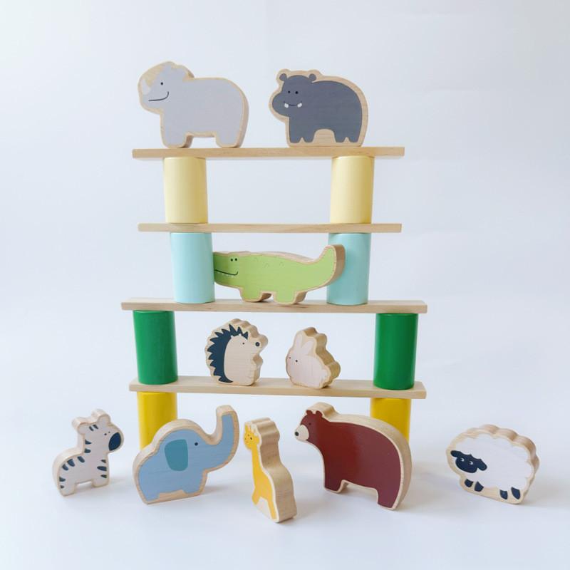 Wooden Kids Balance Blocks Early Education Recognizable Animal Shapes Creativity