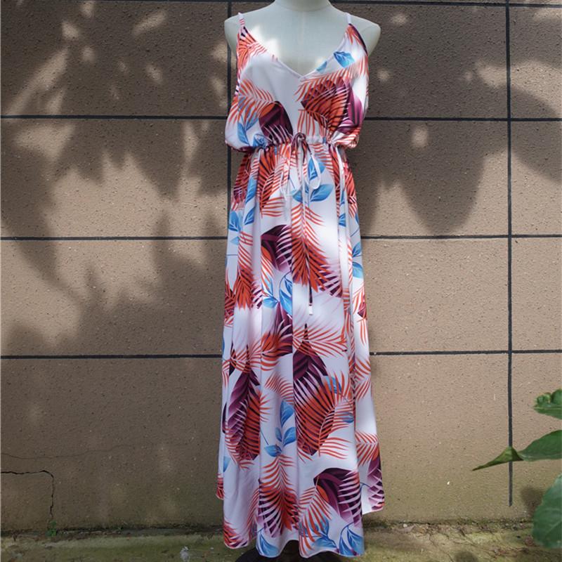 Strand-Cover-up-Tuniken für den Strand, Blätter-Druck, langer Kaftan-Bikini-Cover-up, Strand-Wickel-Badeanzug-Coverup Q568