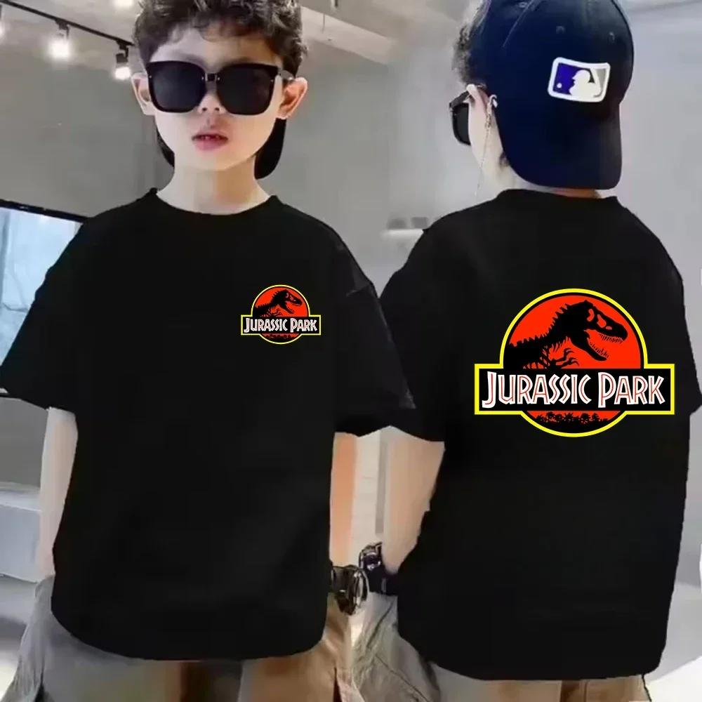 Childrens Summer Cotton TShirt Jurassic World Park Dinosaur Cartoon Print Casual TShirt Cool and Breathable Outdoor Style