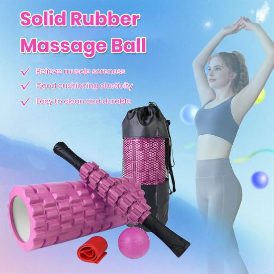 5-in-1 Foam Rollers Set Yoga Roller Massage Stick Massage Resistance Band Set Muscle Relief Tool for Runners Athletes Yoga Pilates