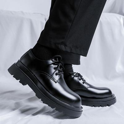 Herrenschuhe mit runder Spitze und dicker Sohle Modischer britischer Stil Hochzeitstrend Party Outdoor-Freizeit Schuhe mit Höhenabsatz
