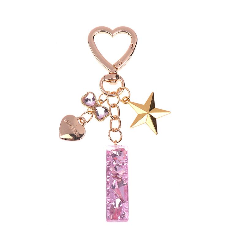 

Милий Блискучий Брелок Літера Від А до Я Початкова Літера Серце Любові Зірка Рожевий Для Жінок Дівчат Підвіска для Сумки Чашки Аксесуари для Ключів