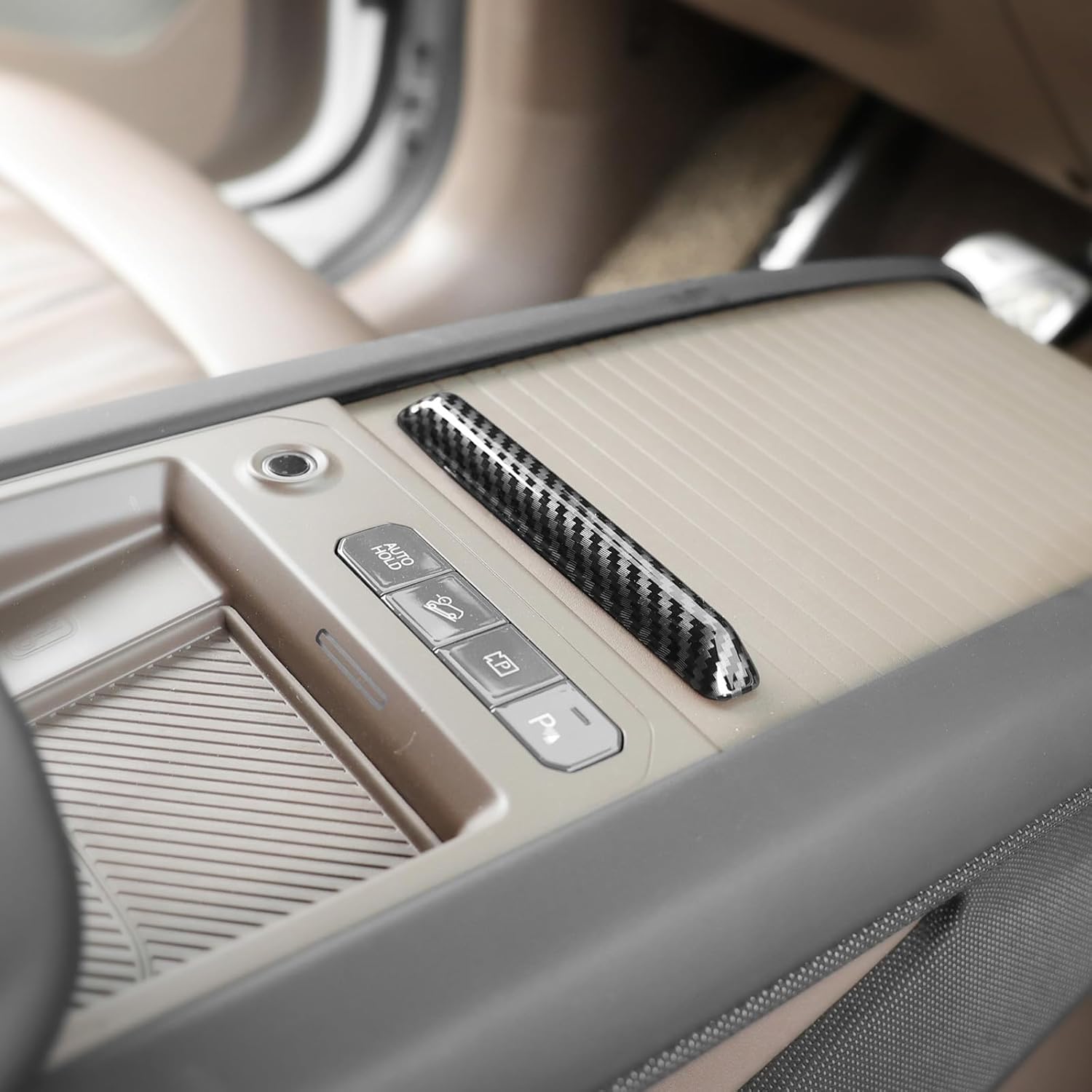 

YOUTOOCAR Center Console Sliding Box Handle Cover Compatible with Kia EV9 2024-2026 Accessories (Wood Grain) Carbon Fiber Pattern