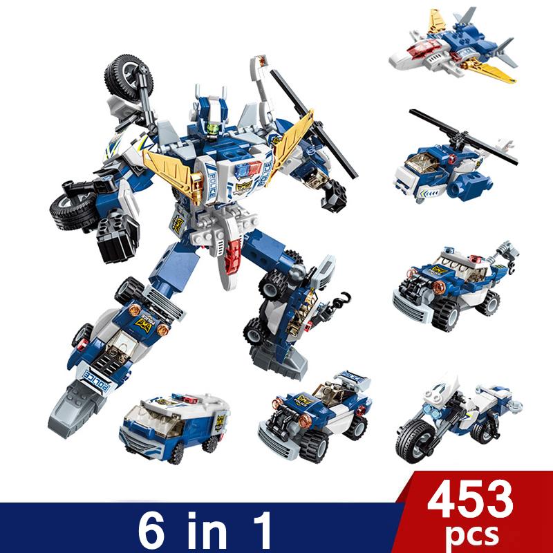 

Трансформация 6 в 1, городской полицейский динозавр, меха, деформация, робот-охранник, набор просветляющих блоков, детское образовательное здание 41104