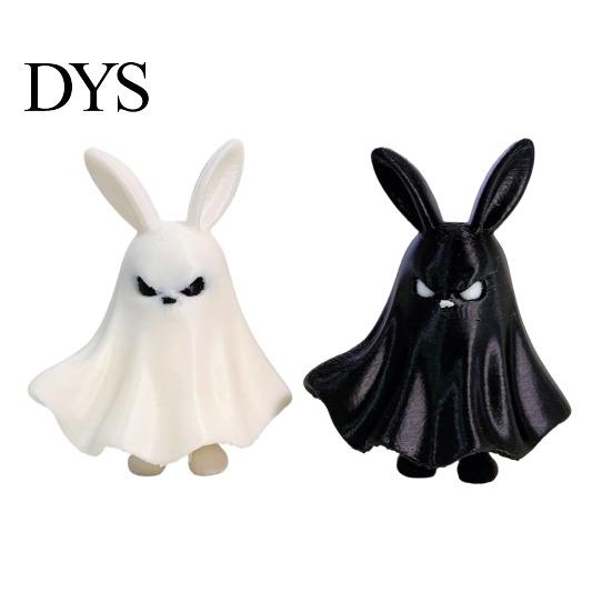Modern Table Centerpiece Halloween Ghost Figurine, 3D Printed Cute Statue with Rabbit Personalized Shelf Decoration Ear, Spooky Desktop for