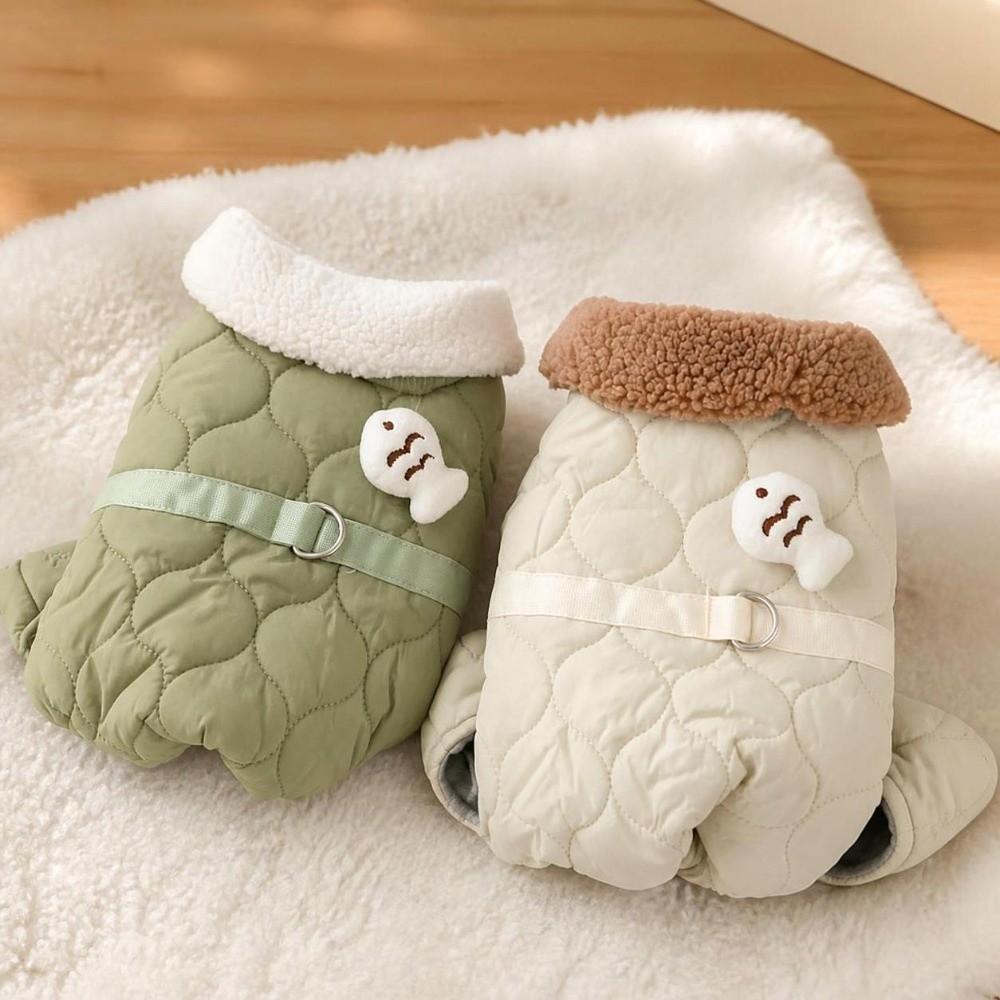 Plush Dog Warm Clothes Windproof Dog Bodysuit Fashion Pet Clothes Cat
