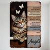 Whimsical Cat Butterflies Angels Metal Sign Decorative Split Design with Reversed Text, Rustic Wall Art for Home Cafe Bar 8x12 I