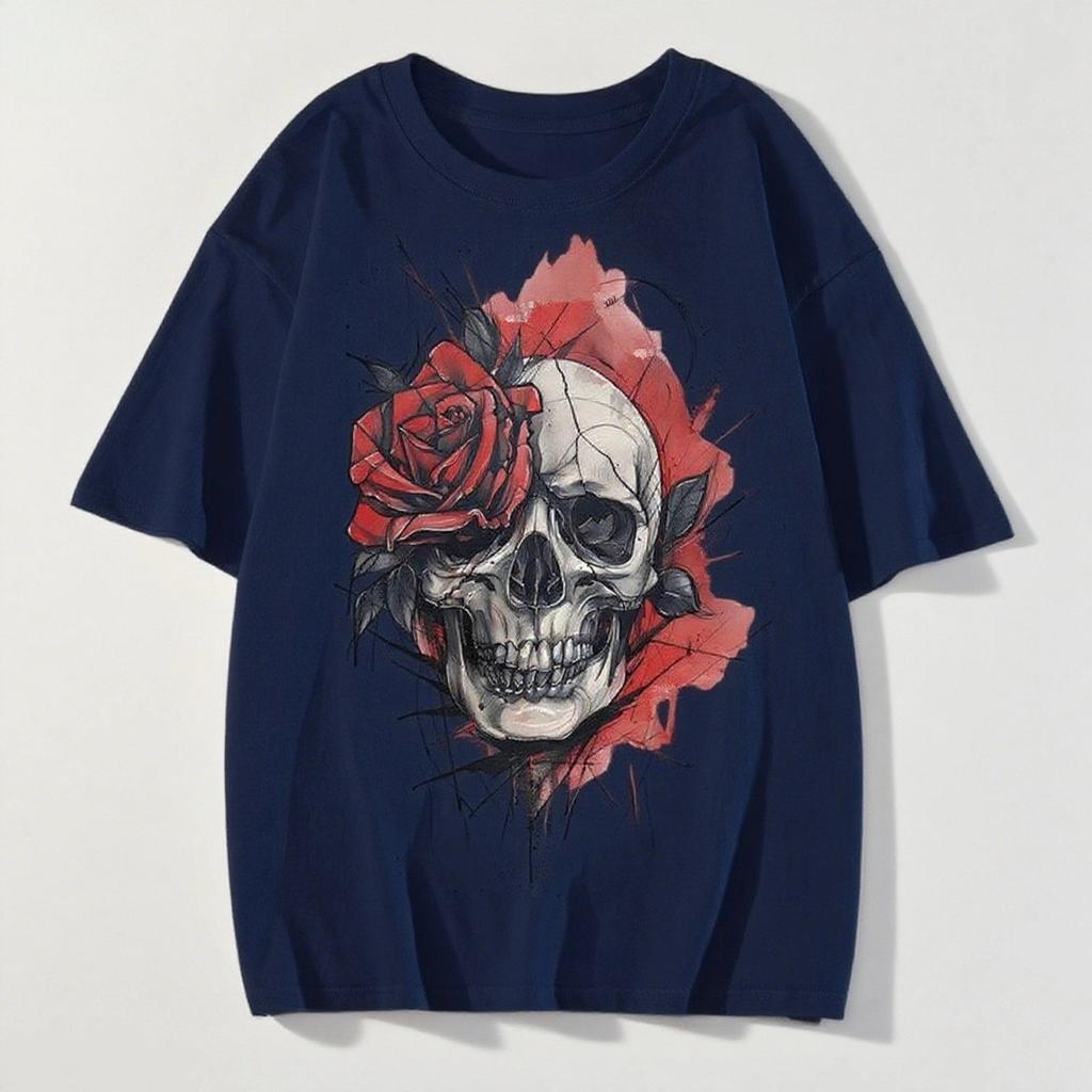 2025 American Devil Style Printed Short-sleeved Summer Casual Fashion Top Crew Neck Cotton Cool Breathable T-shirt