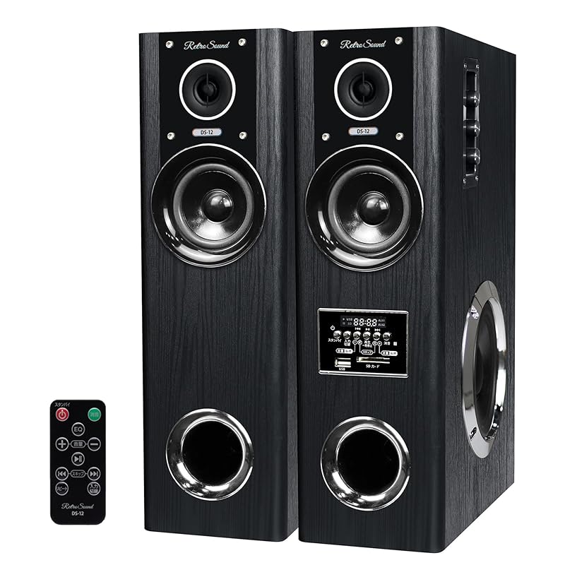 

[Tokyo Deco] sound speaker Max 80W Built-in amplifier tower speaker tv set active heavy bass home theater tower type speaker system AUX connection