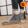 Hot Sale Black Plush Men's Winter Shoes Designer Suede Chelsea Boots Men Slip On Platform Men Boots Casual High top Ankle Shoes