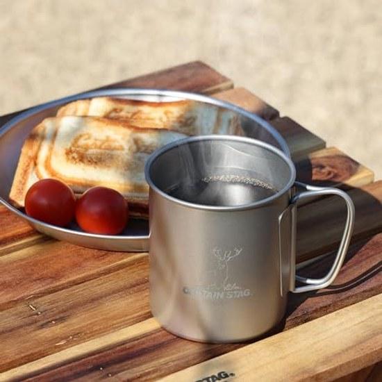 Captain Stag outdoor cup mug tumbler single double 220ml 300ml 450ml foldable handle lightweight titanium made Japan Tsubame Sanjo product