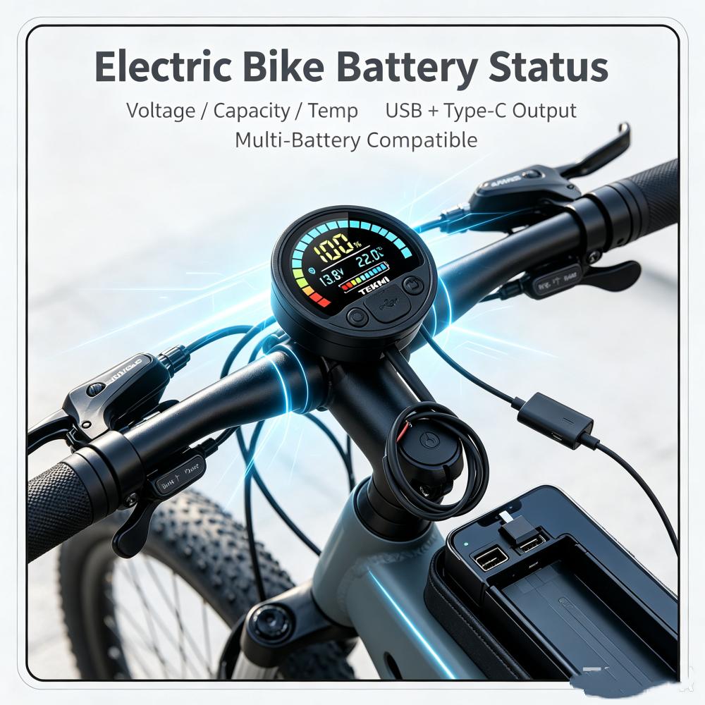 Waterproof level Round Digital Voltage Meter Battery Level Indicator DC 8-11V USB+Type-C Reverse Protection Low Voltage Alarm