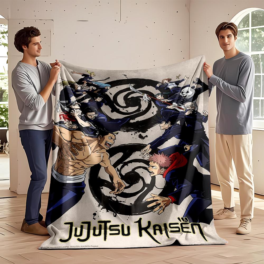 Jujutsu Kaisen Anime Character Battle Scene Flannel blanket for bedroom, living room, sofa, and nap sofas.