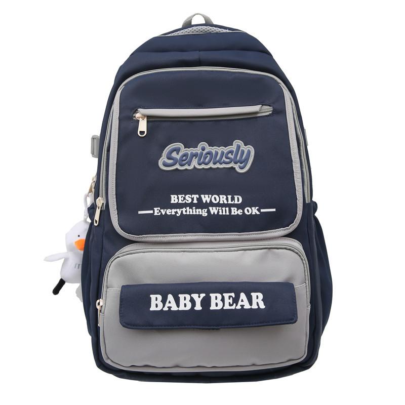 

Кольоровий жіночий рюкзак з кольоровим контрастом Рюкзак для середньої школи Великої місткості Студентський шкільний рюкзак синій