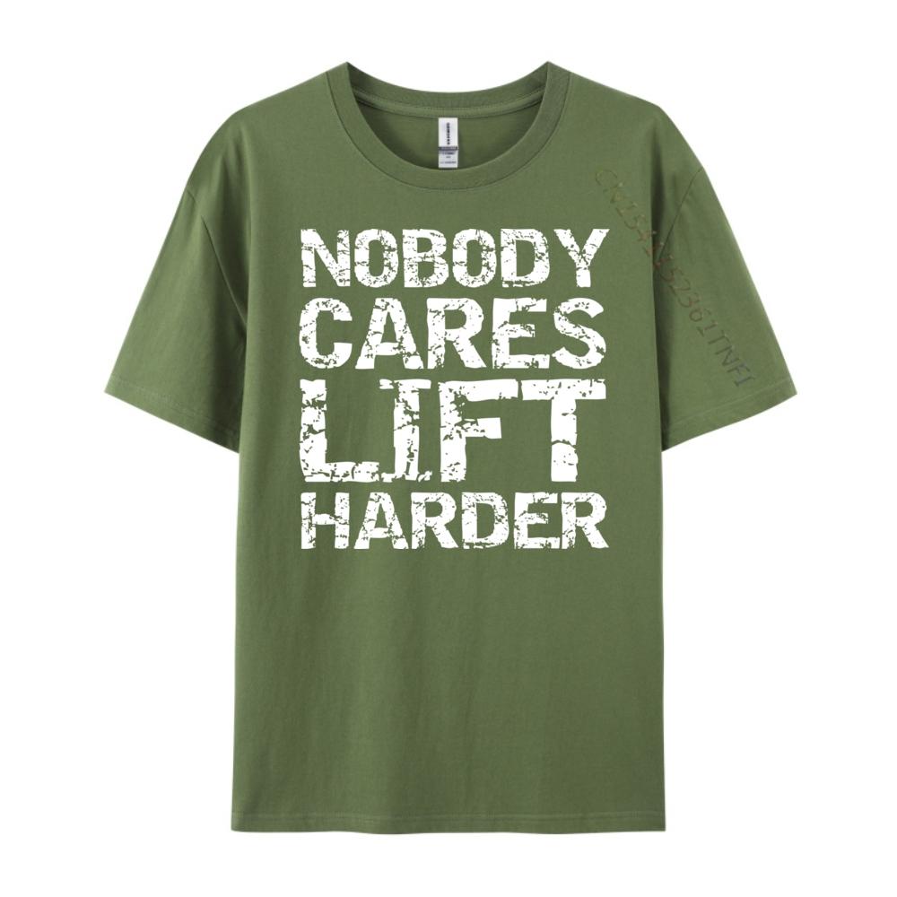 Nobody Cares Lift Harder Hoodie For Men Weight Lifting Graphic T Shirts High Quality Mens TShirt Casual